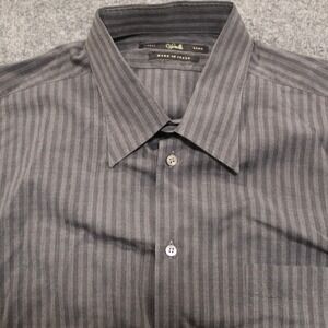 Cifonelli Mens XXL Gray Striped 100%‎ Silk Long Sleeve Button Down Shirt Italy